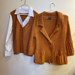 Tribal  2 piece sweater /shirt set orange M